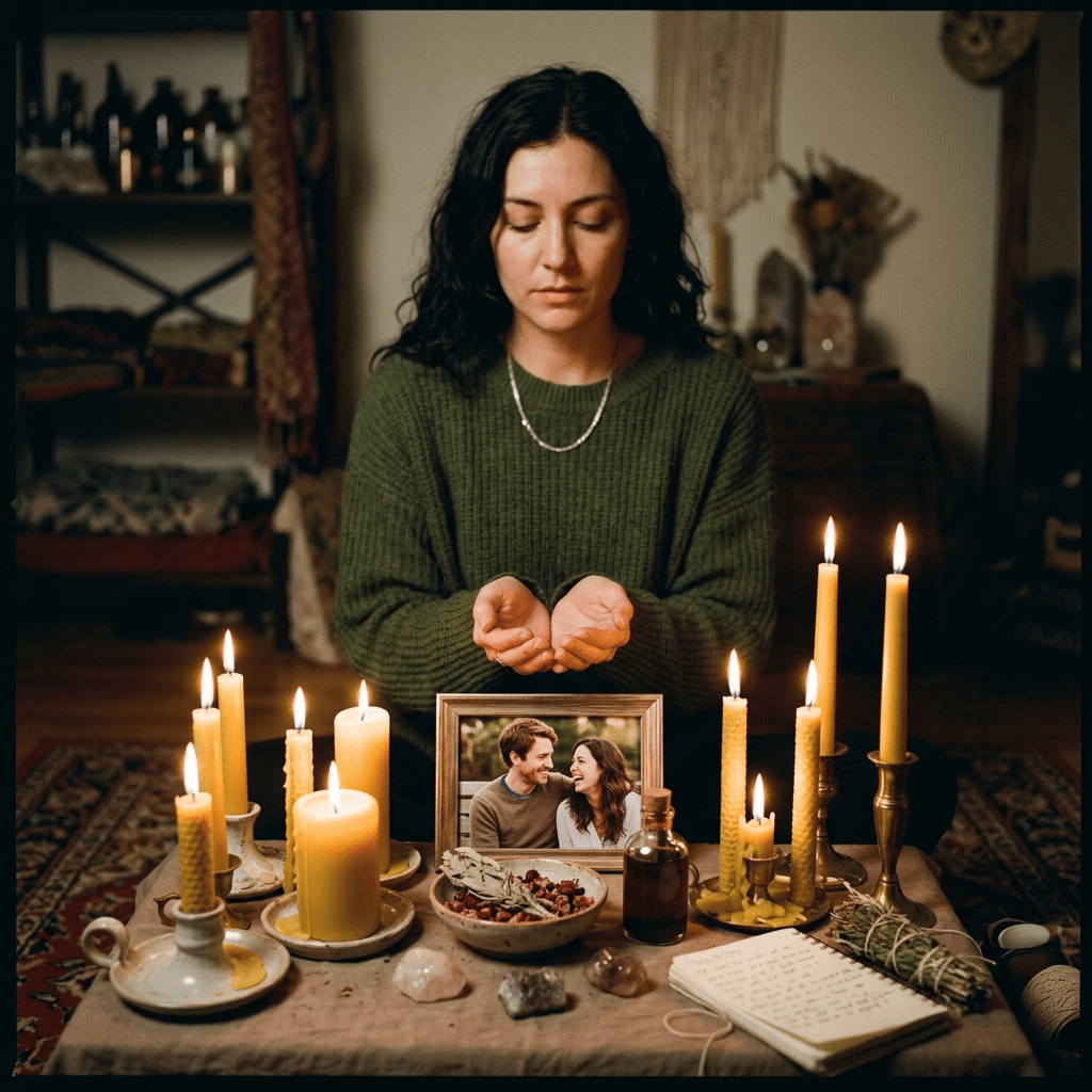 Powerful love ritual with photo and candles