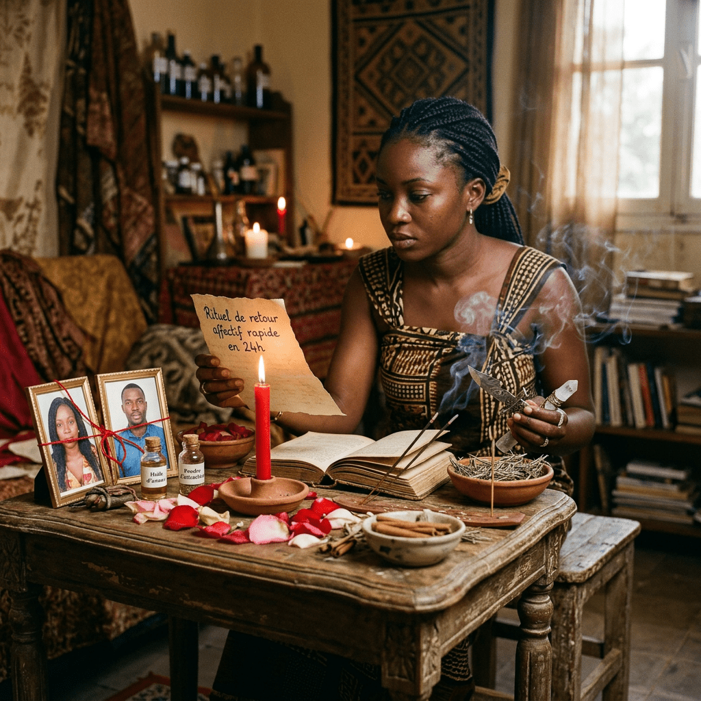 Découvrez le guide complet du rituel de retour affectif rapide par le Coach Spirituel Agboho. 25 ans d'expérience pour faire revenir son ex en quelques jours