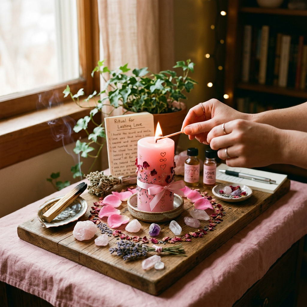 Pink candle ritual for lasting love